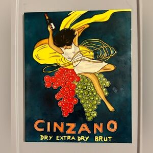 CINZANO  “DRY EXTRA DRY BRUT” TILED ADVERTISEMENT WITH BACK HANGER